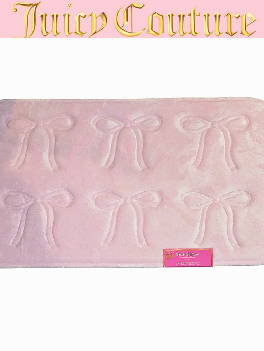 Juicy Couture Home Embossed Bow Plush Bath Rug- LG